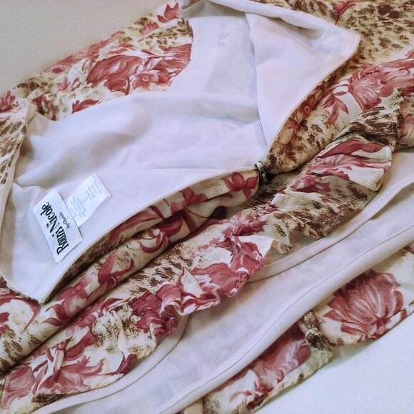 Ronni Nicole Ouida Floral Maxi Shift Dress -16 Ruffle Cap SSL Vneck Animal Pink - Picture 10 of 12